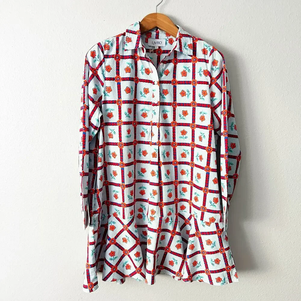 LIVRO Polly Mini Dress Mayflower A-Line Shirt‎ Dress Women's Size Large NEW - Picture 2 of 14